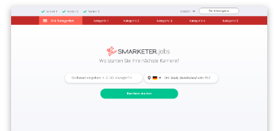 Interface von Smarketer Jobs der Jobbörse für Google for Jobs